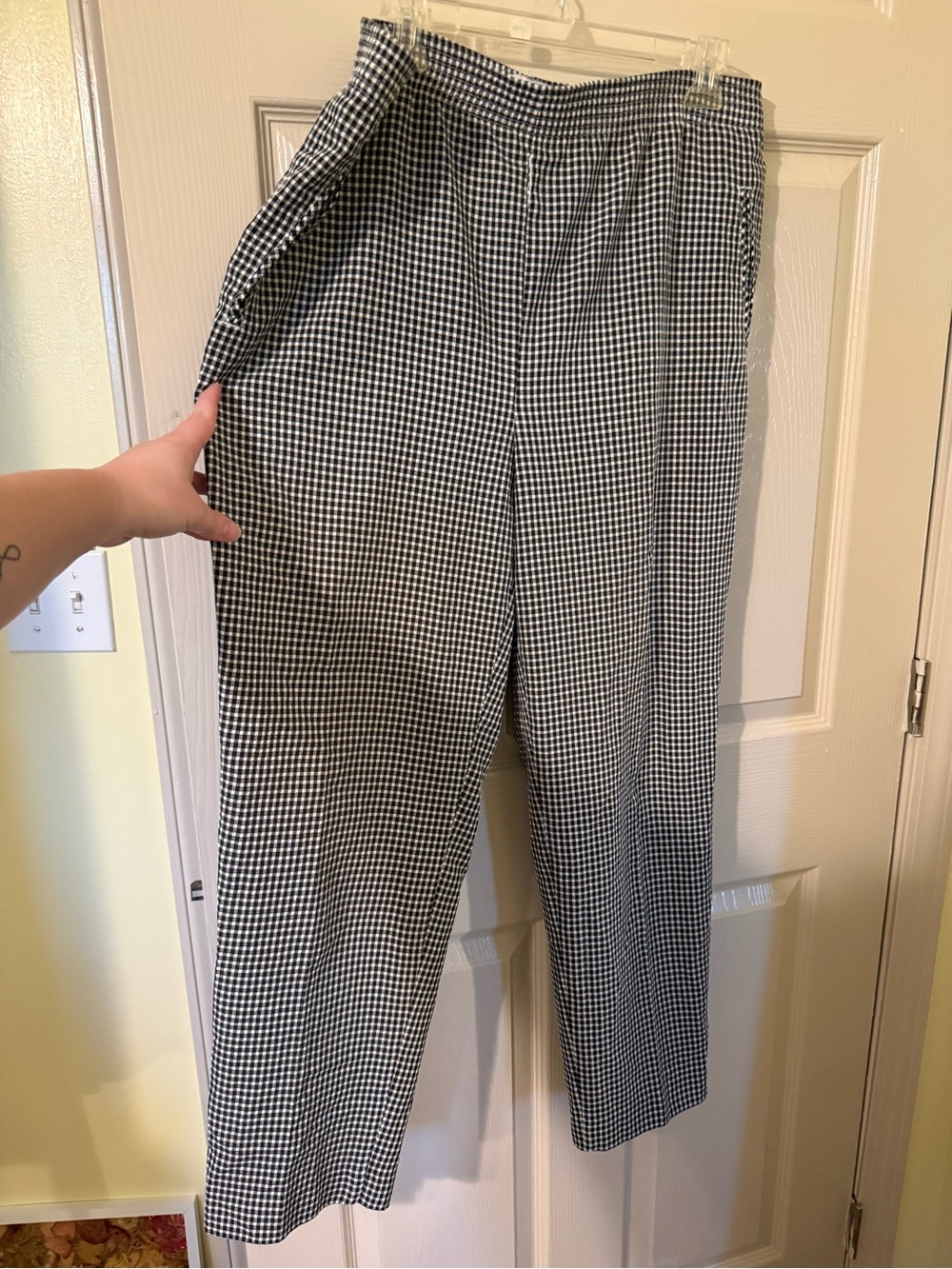 Koret Black & White Gingham High-Rise Wide-Leg Trousers